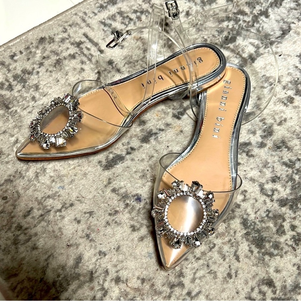 Gianni Bini Clear Rhinestone Sandals